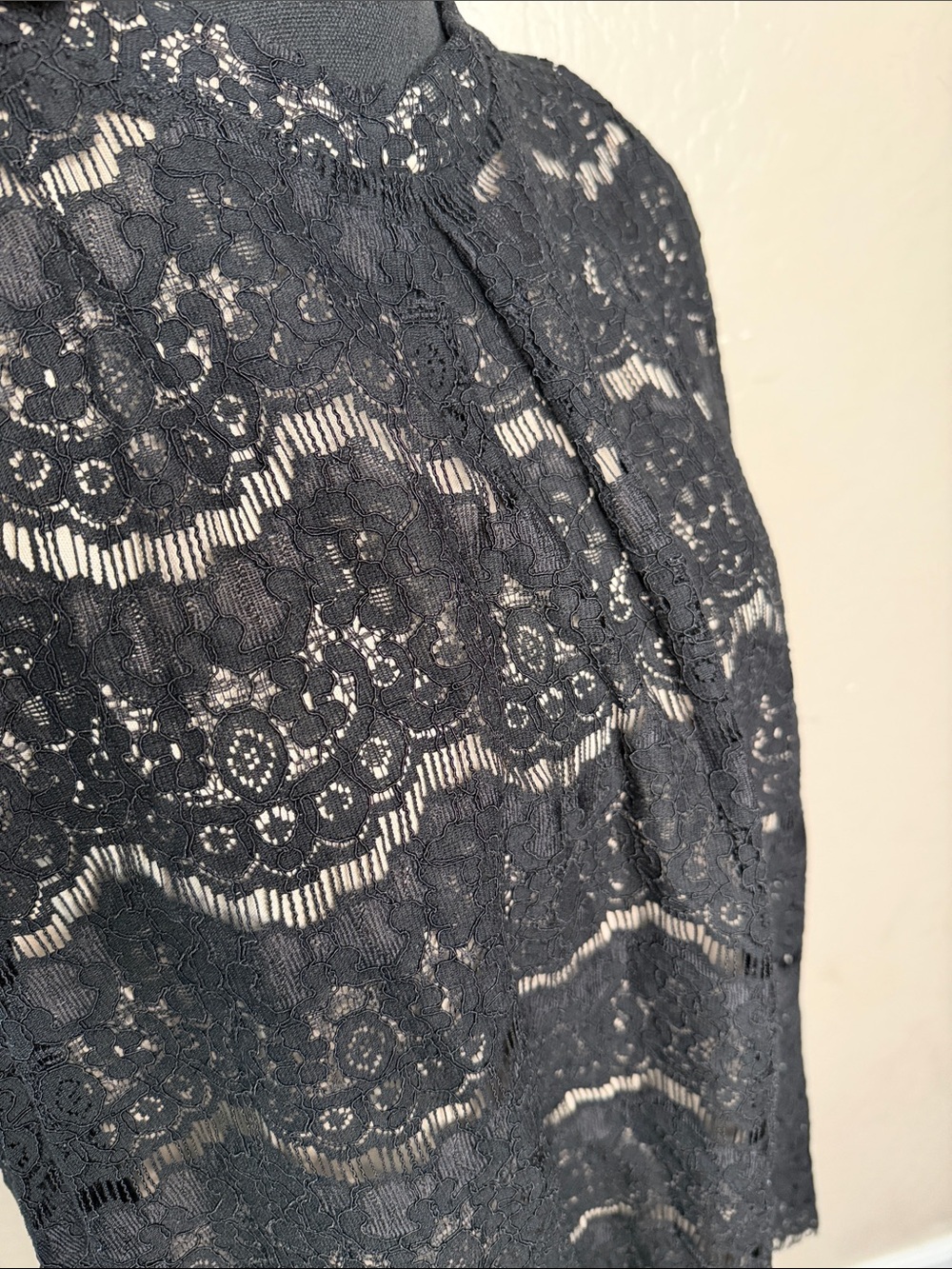 Black Lace High-Neck Sleeveless Blouse - Picture 4 of 6